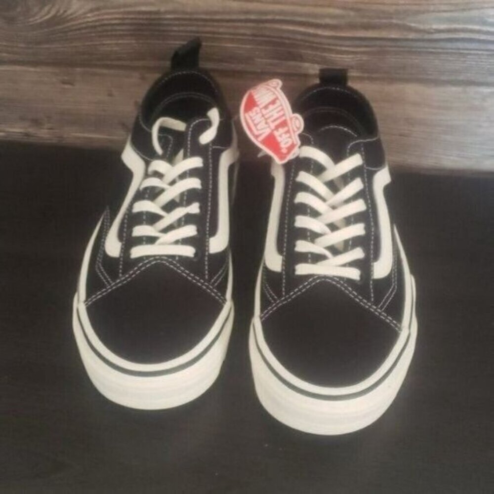 New Vans Old Skool Sentry Canvas Black White Platform Chunky Sneakers Casual - Picture 3 of 9